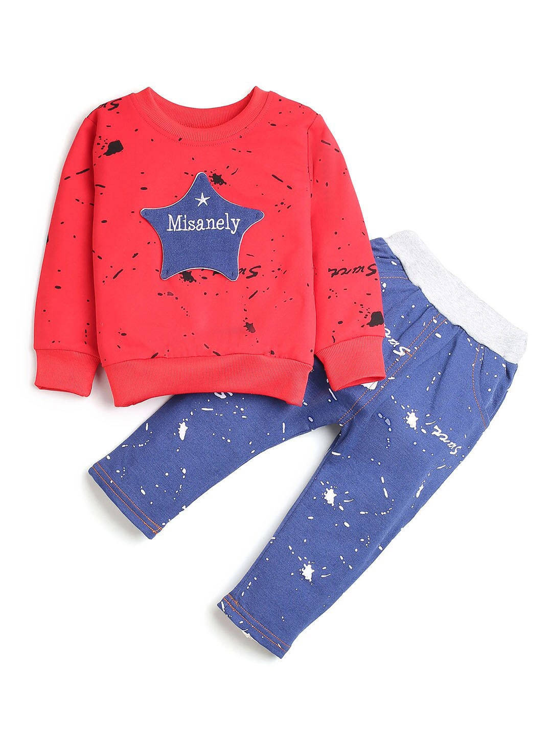 

Hopscotch Boys Red & Blue Printed Clothing Set