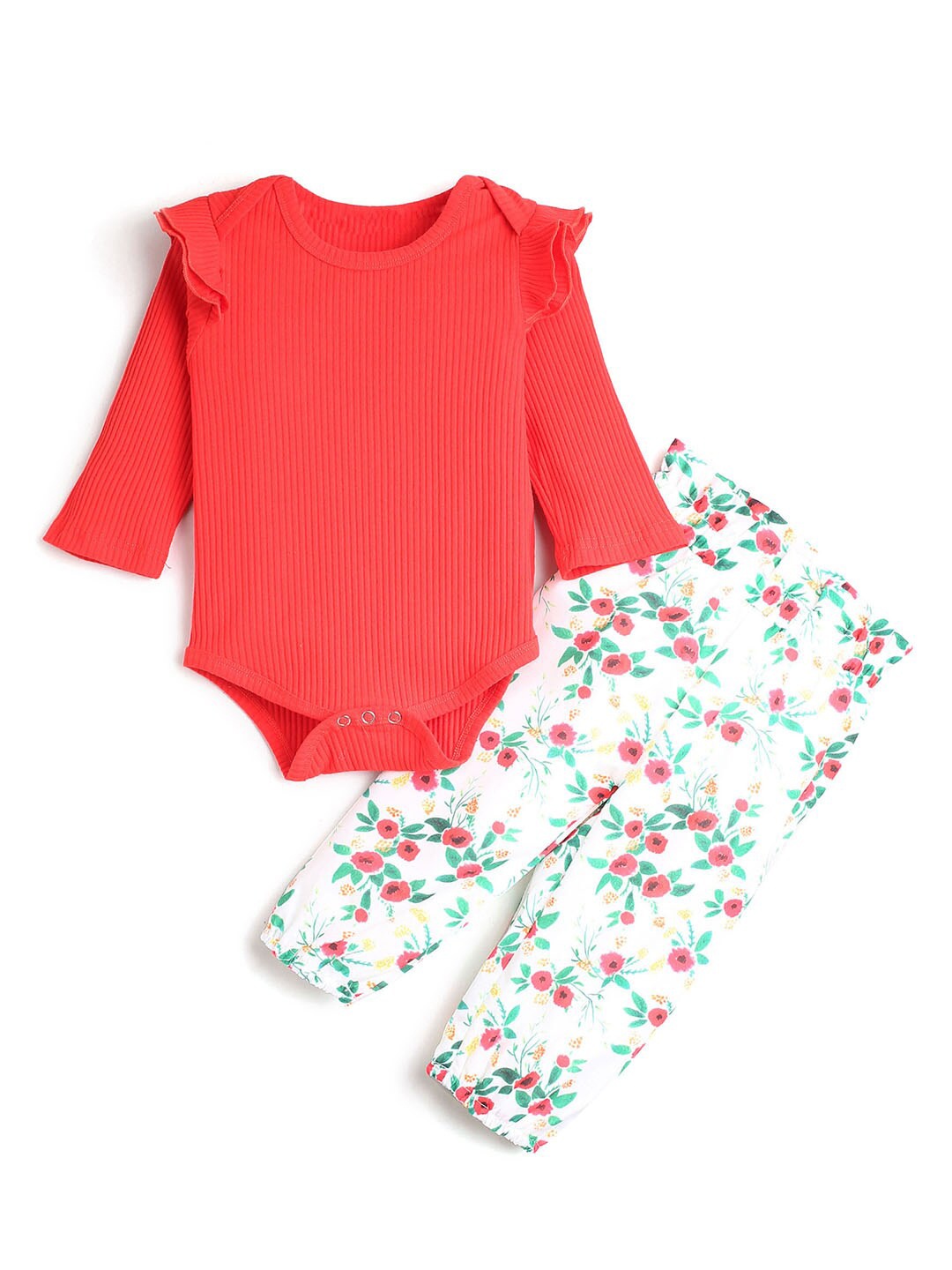 

Hopscotch Girls Coral Red & White Top with Trousers