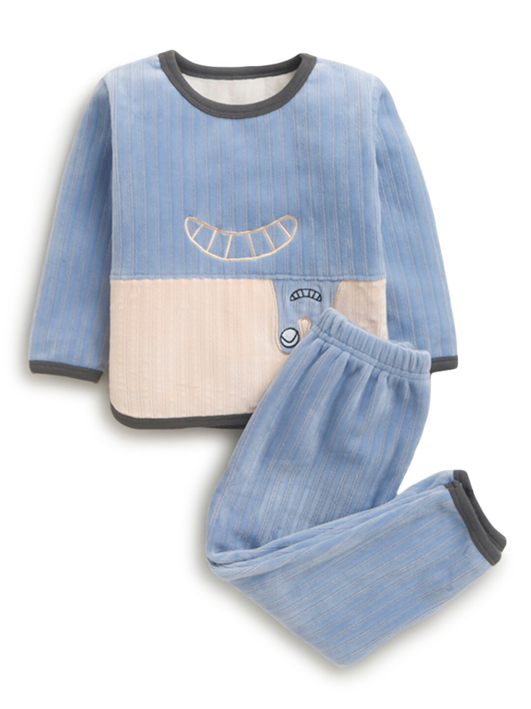 

Hopscotch Boys Blue & Beige Printed Top with Trousers
