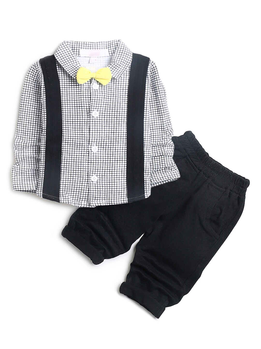 

Hopscotch Boys Black & White Checked Shirt with Trousers