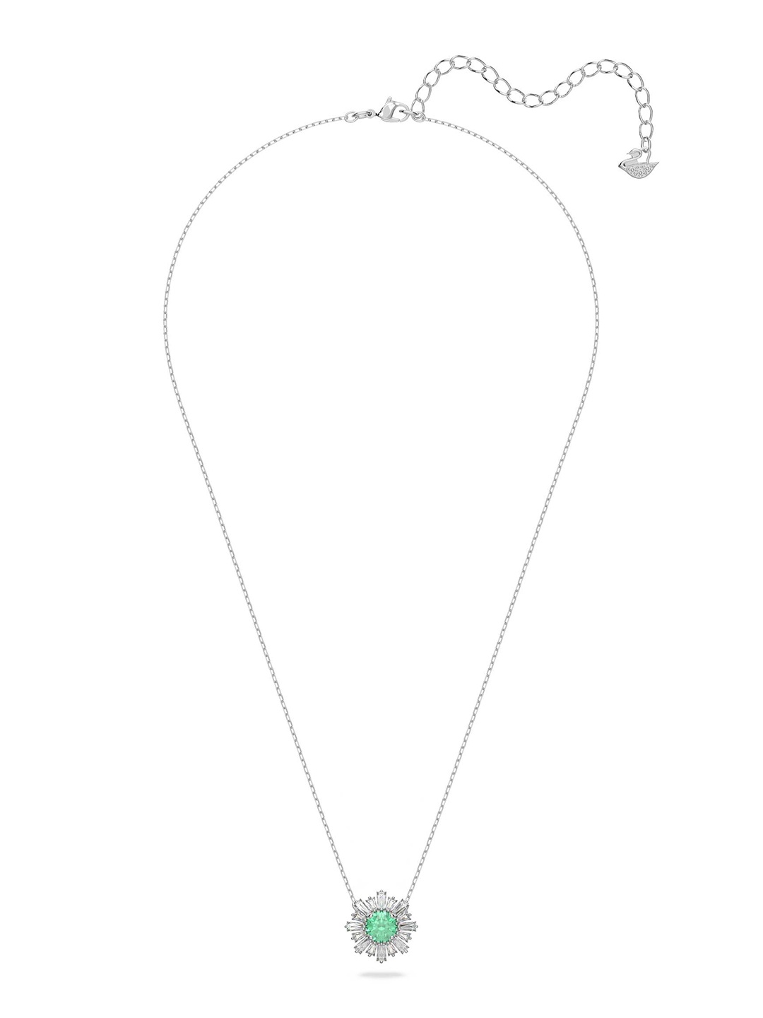 

SWAROVSKI Green Rhodium-Plated Floral Pendant with Chain