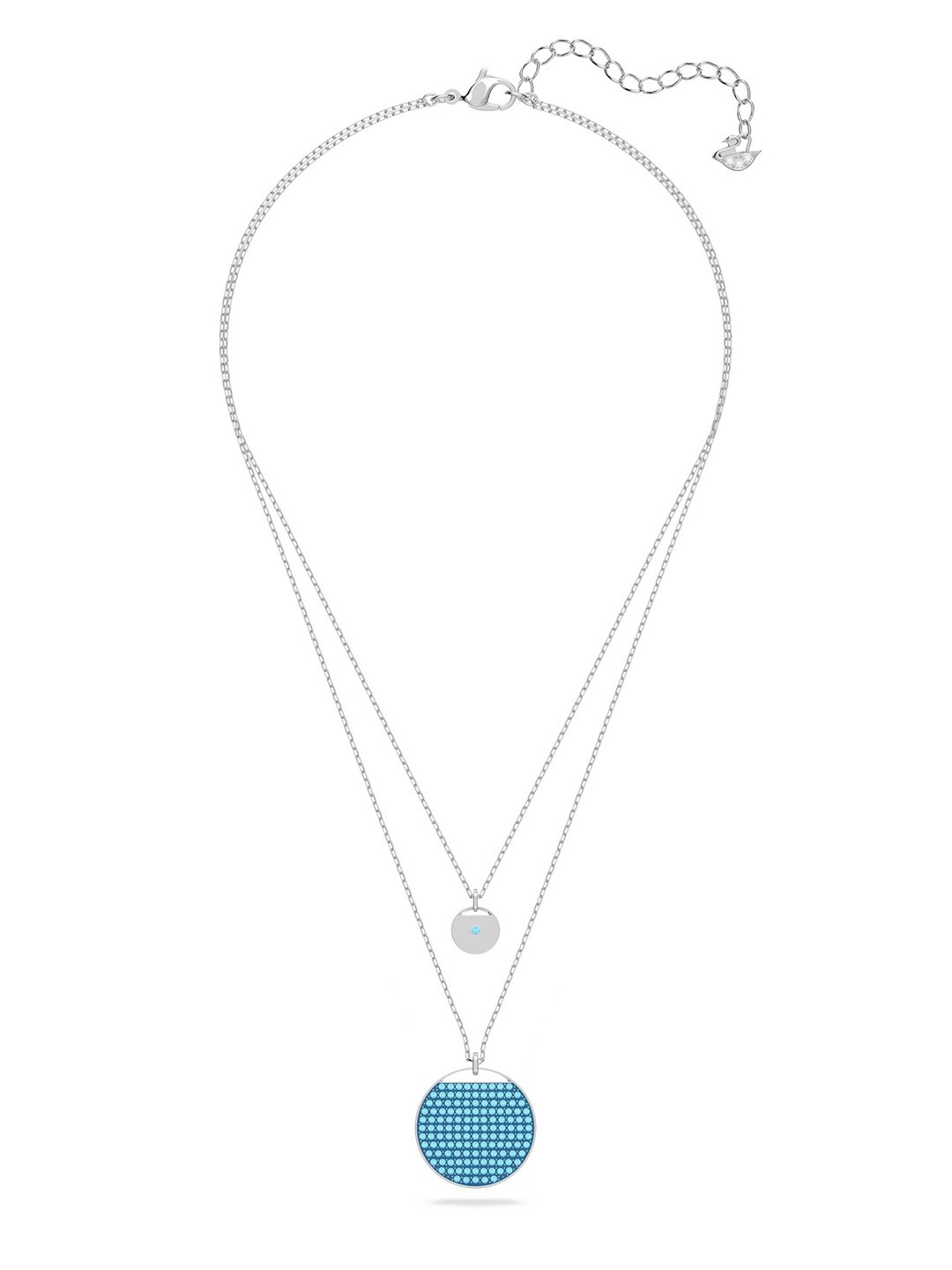 

SWAROVSKI Silver-Toned & Blue Rhodium-Plated Layered Necklace