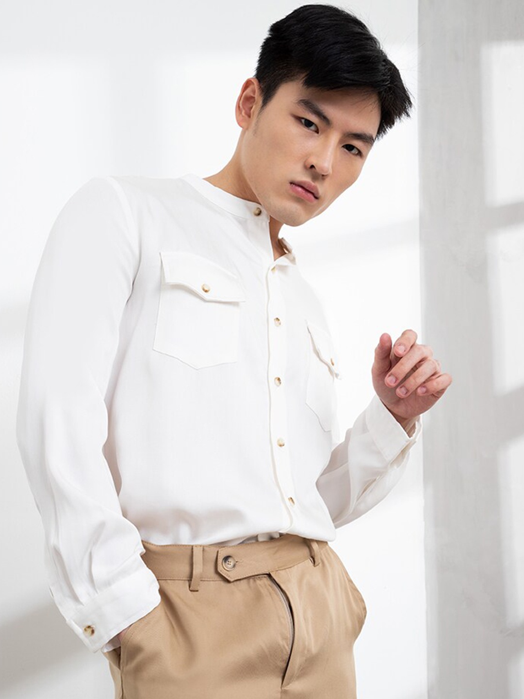 

ORIGIN BY ZALORA Men White Tencel Casual Shirt