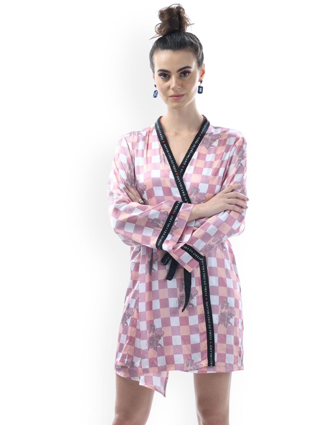 

NOCHEE VIDA Women Purple Printed Robe with Belt