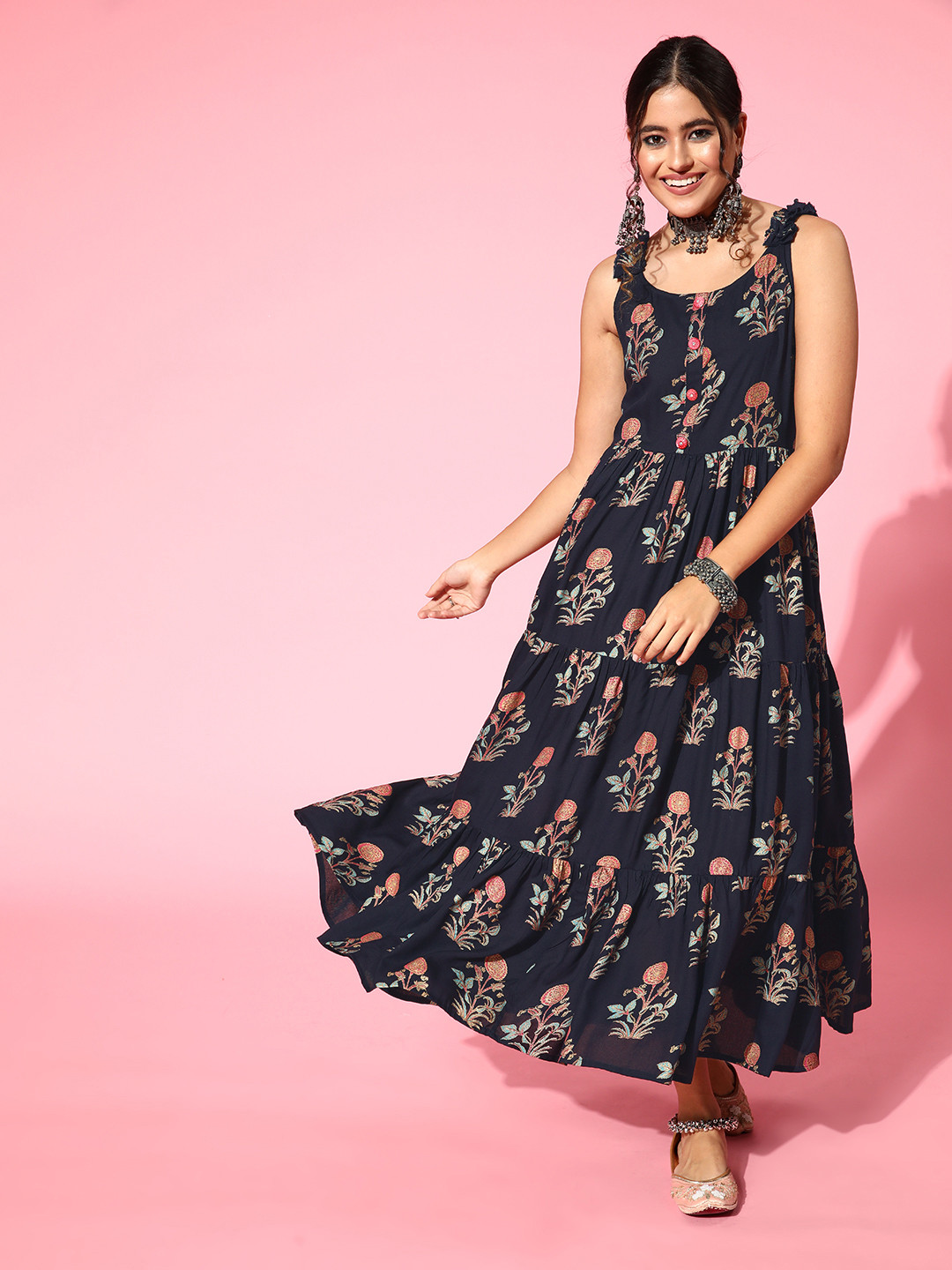 

mokshi Women Black Floral Gown for Days