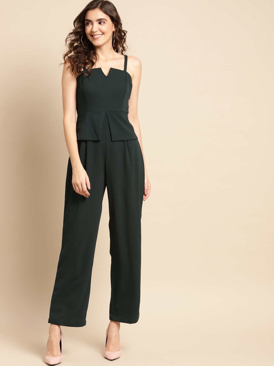 

WoowZerz Women Green Solid Basic Jumpsuit