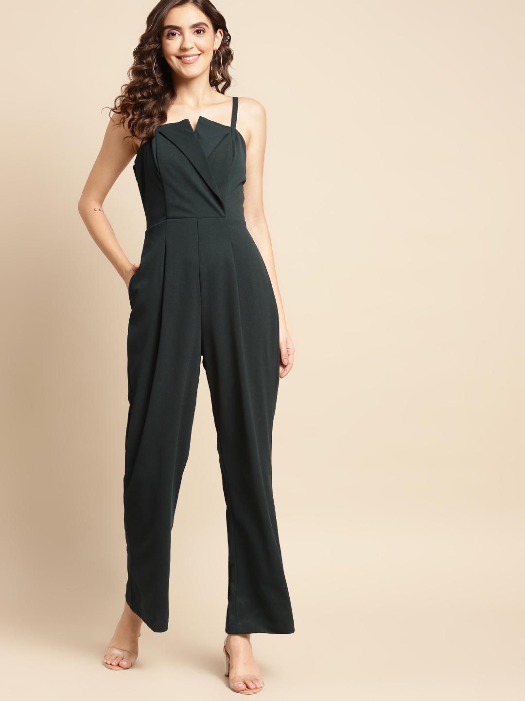 

WoowZerz Women Green Solid Basic Jumpsuit