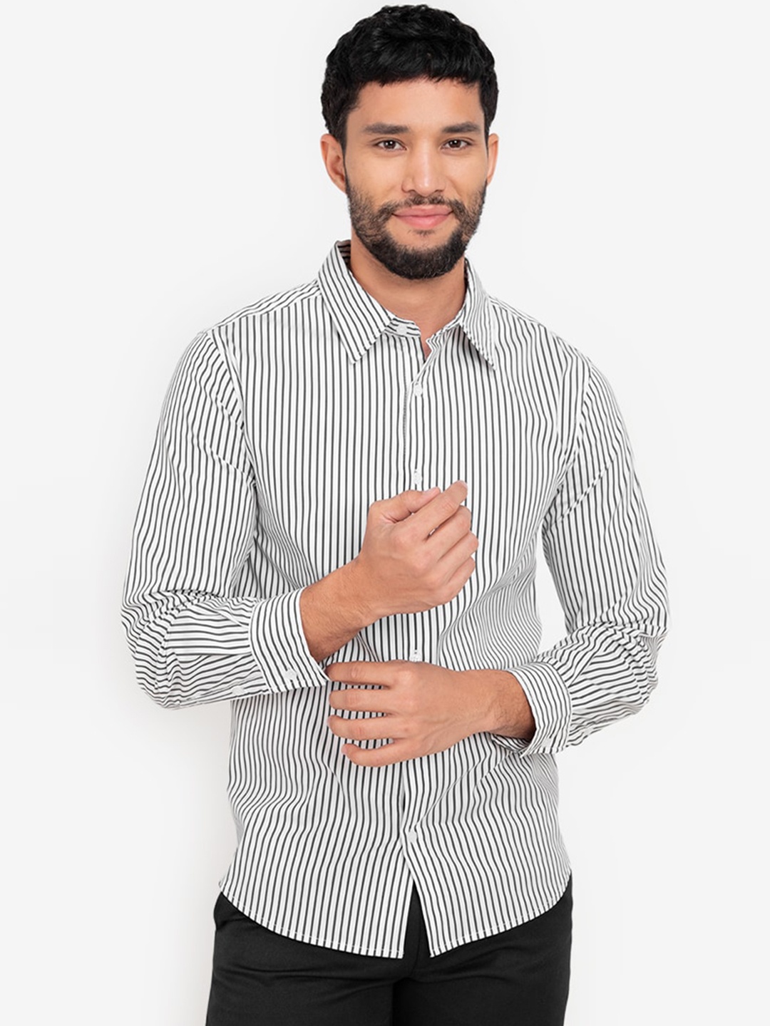 

ZALORA BASICS Men Multicoloured Striped Cotton Casual Shirt, Multi