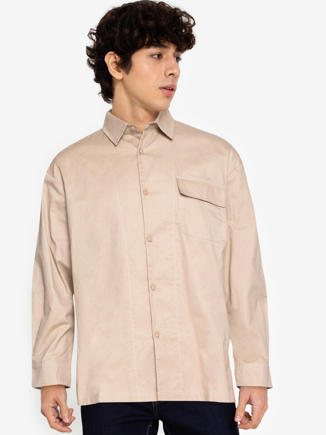 

ZALORA BASICS Men Beige Solid Casual Shirt