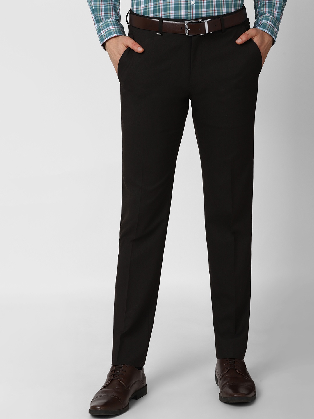 

Van Heusen Men Brown Solid Slim Fit Formal Trousers