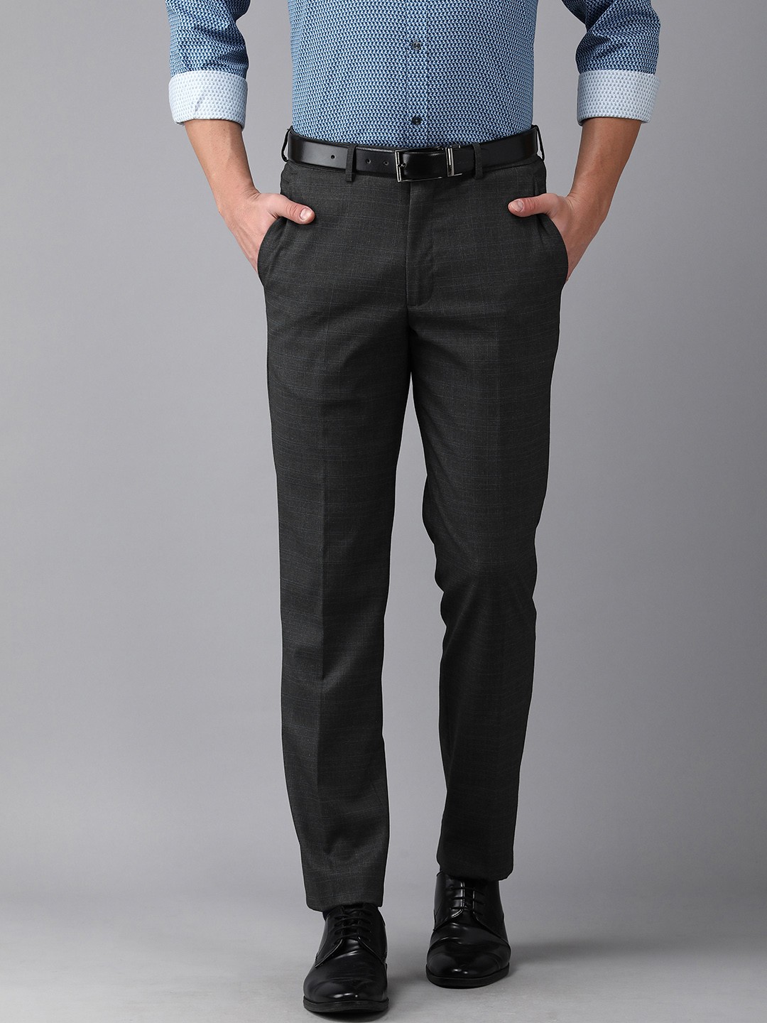 

Van Heusen Men Charcoal Grey Slim Fit Formal Trousers