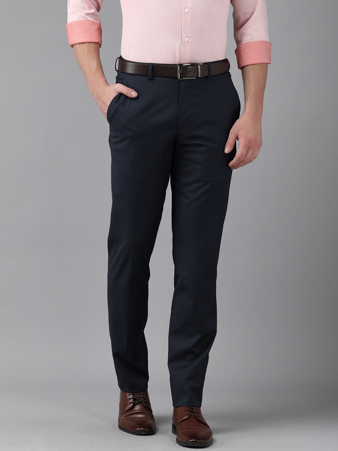 

Van Heusen Men Navy Blue Slim Fit Trousers