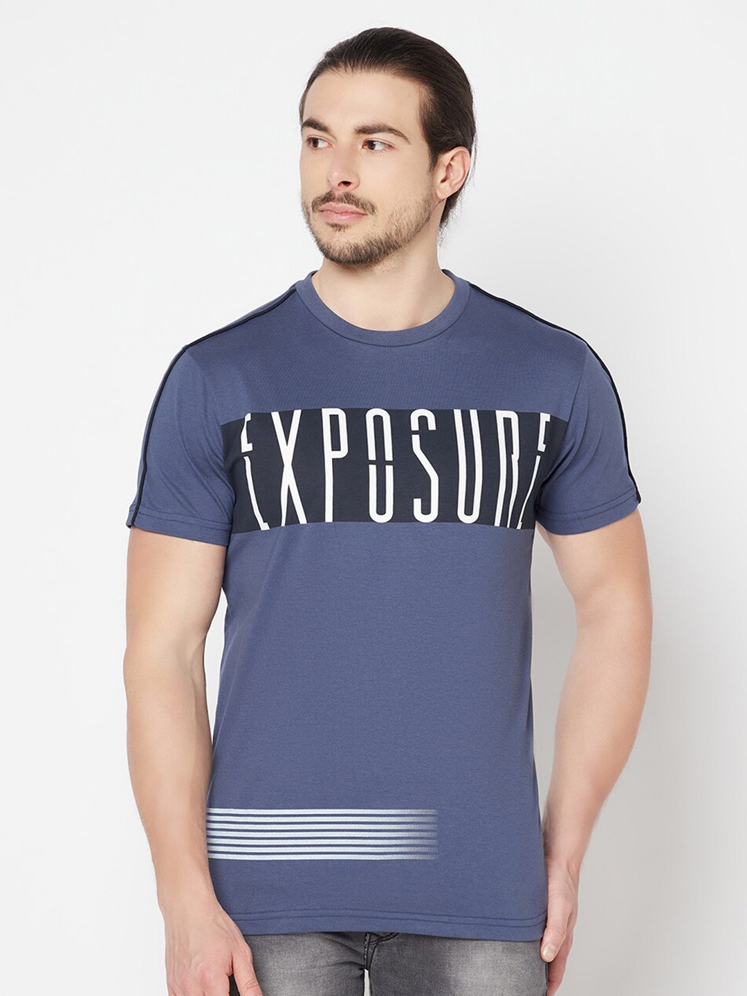 

Cantabil Men Blue Typography Printed T-shirt
