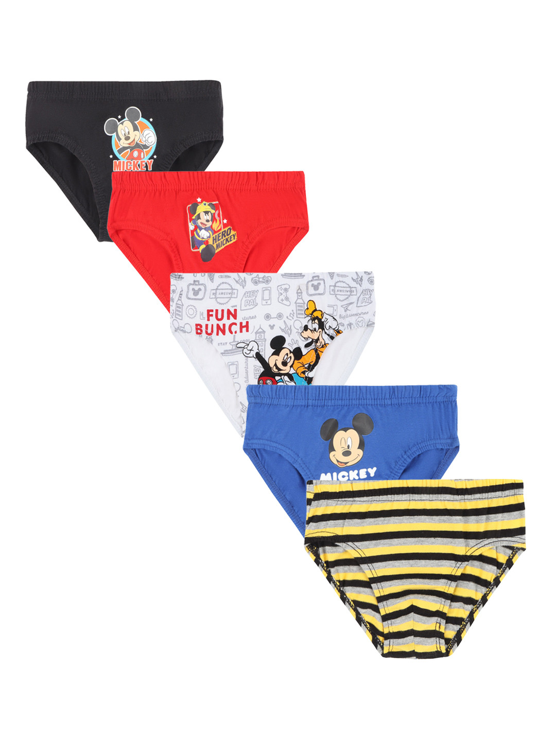 

Bodycare Kids Boys Pack of 5 Mickey & Friends Printed Cotton Basic Briefs, Black