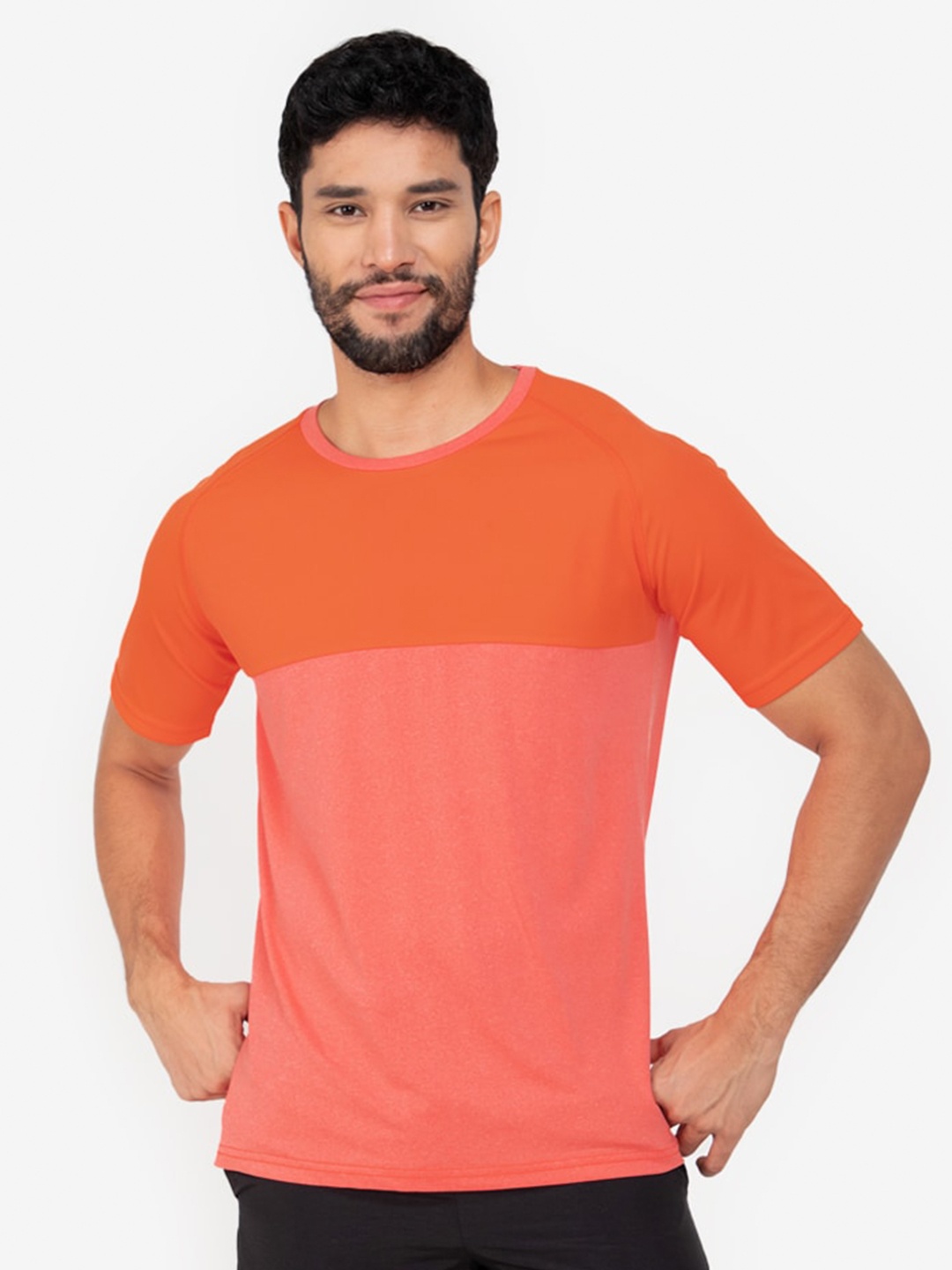 

ZALORA ACTIVE Men Orange & Peach-Coloured Colourblocked Outdoor T-shirt