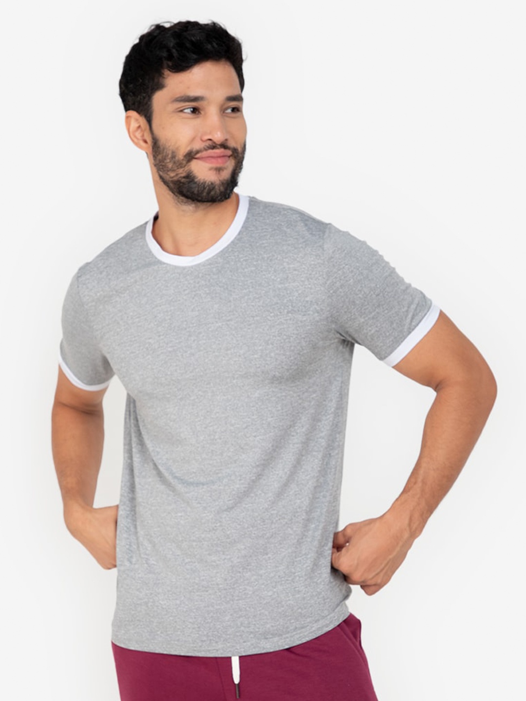 

ZALORA ACTIVE Men Grey & White T-shirt