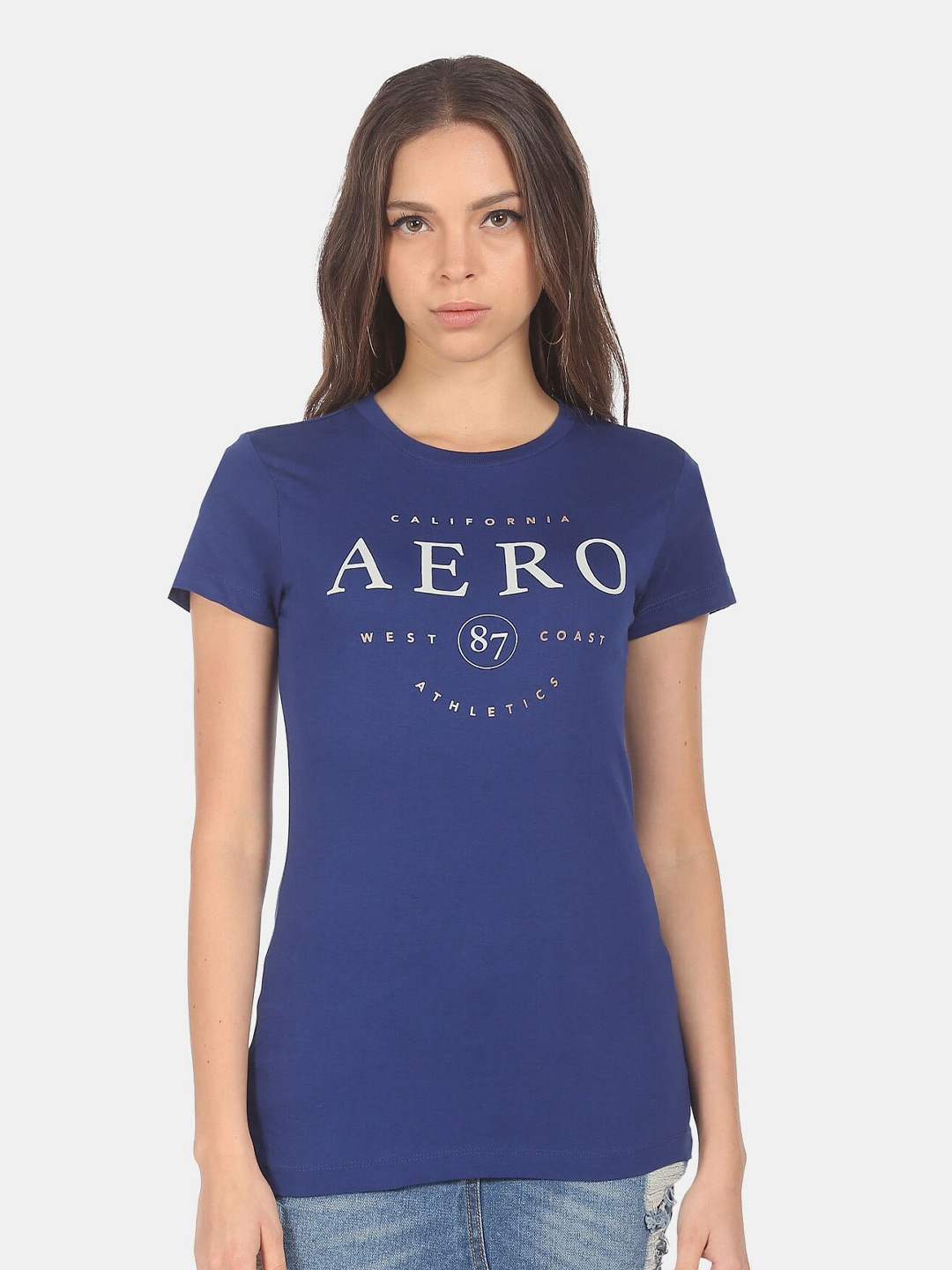 

Aeropostale Women Blue Typography Printed T-shirt
