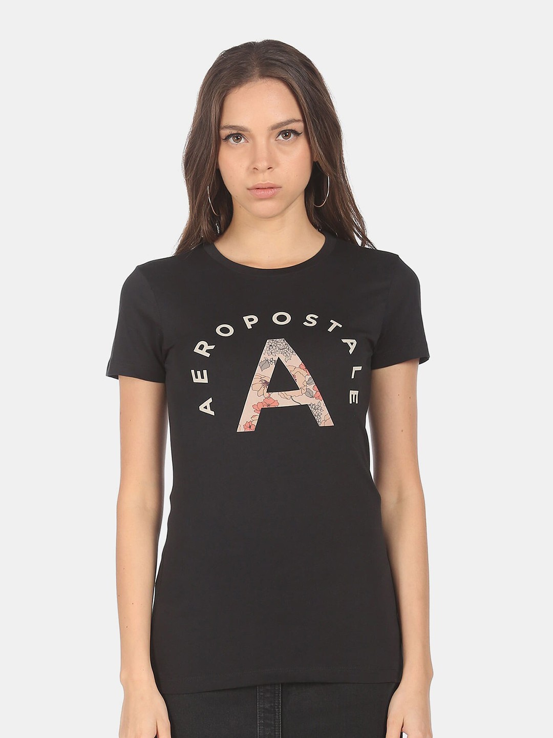 

Aeropostale Women Black Typography Printed T-shirt