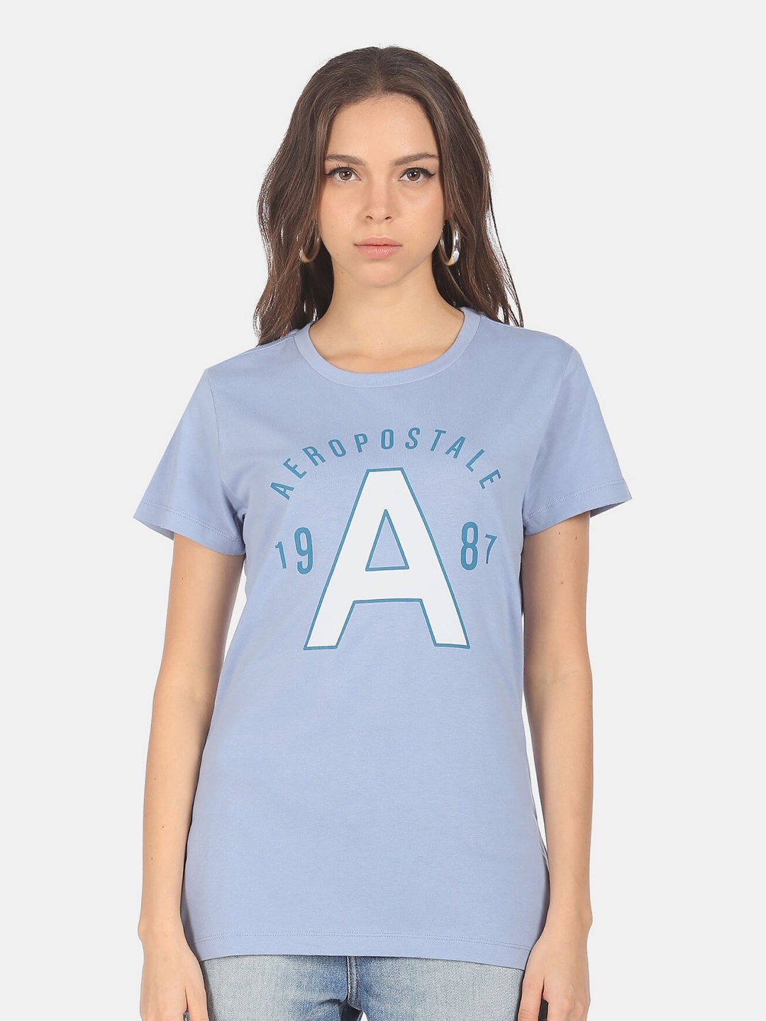 

Aeropostale Women Blue Typography Printed T-shirt