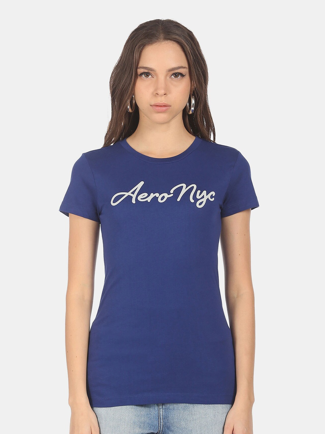 

Aeropostale Women Blue Typography Printed T-shirt