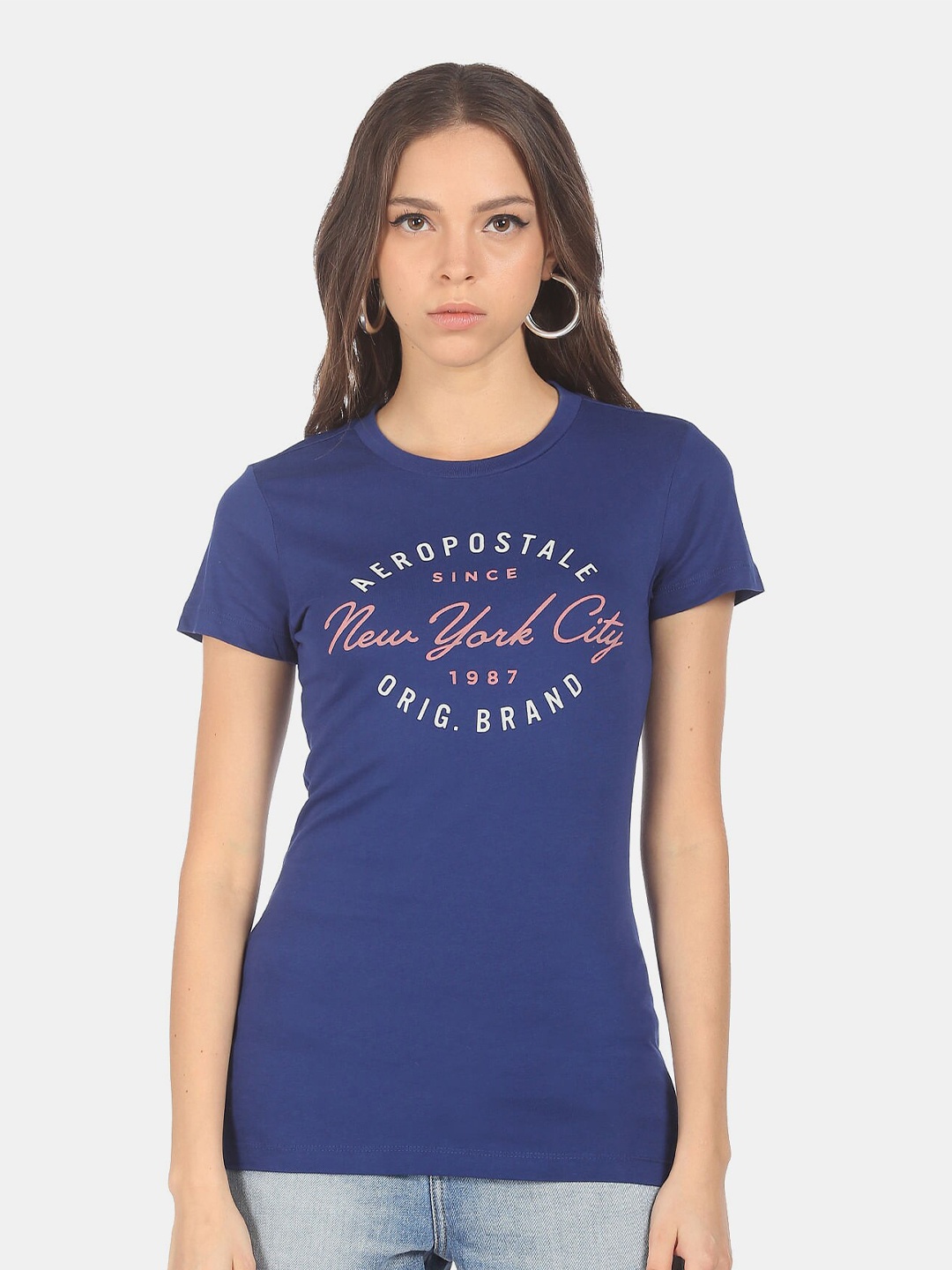 

Aeropostale Women Blue Typography Printed T-shirt