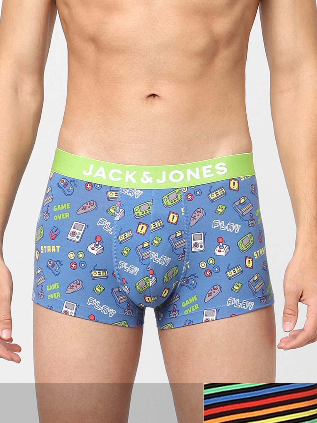 

Jack & Jones Men Pack Of 2 Cotton Trunks, Blue