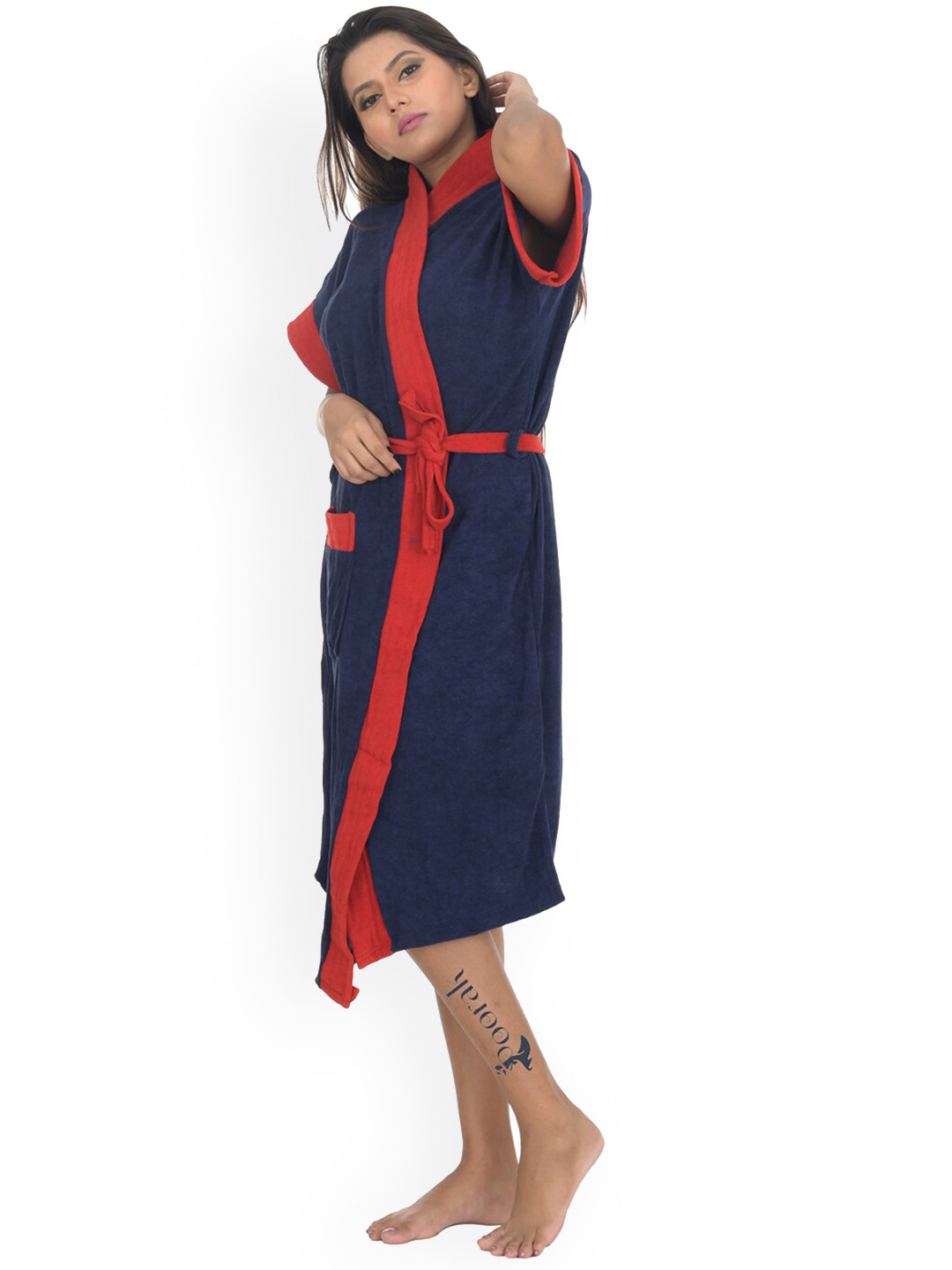 

POORAK Women Blue Solid Bath Robe