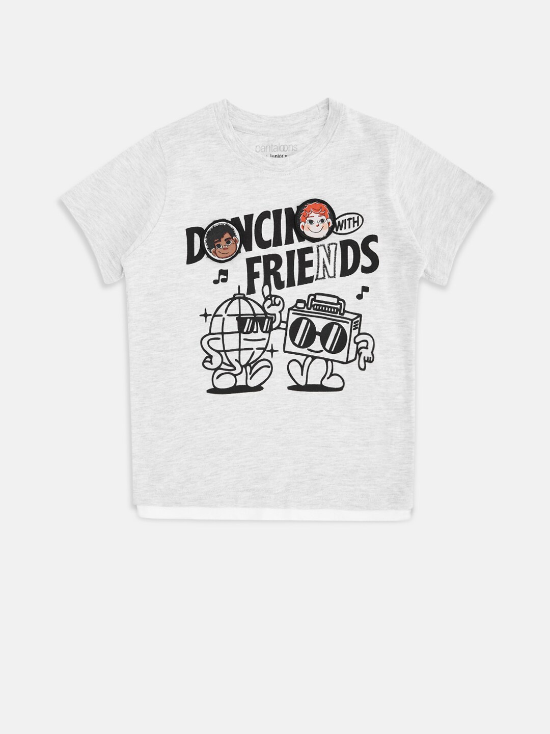 

Pantaloons Junior Boys Grey Melange Typography Printed T-shirt