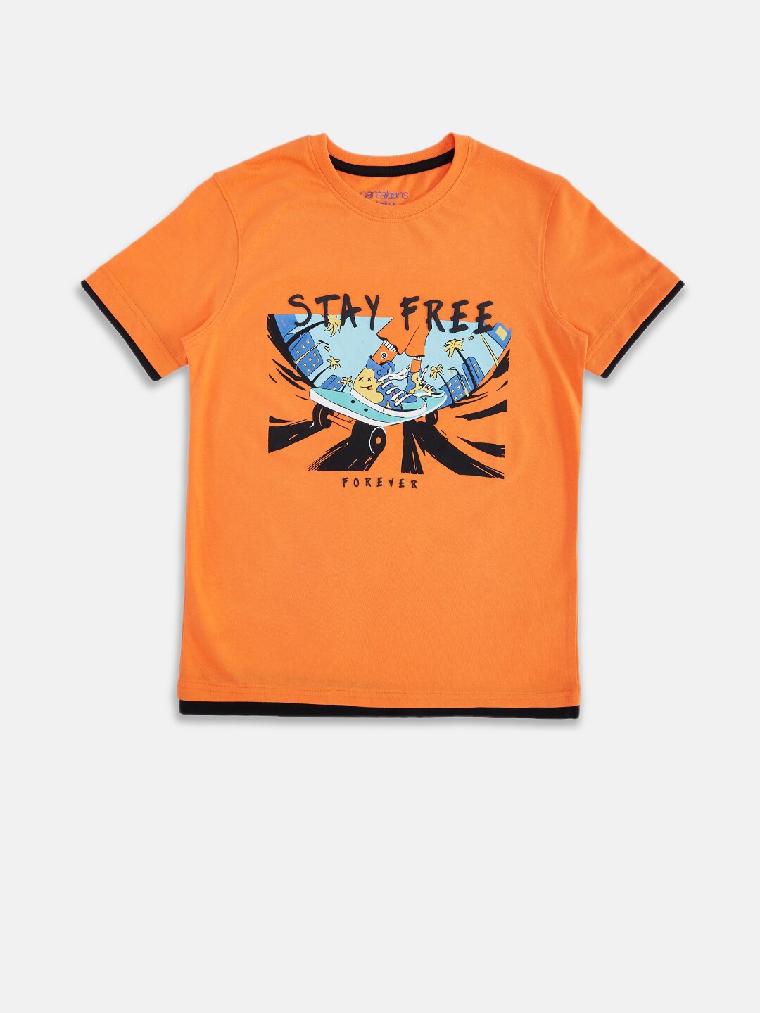 

Pantaloons Junior Boys Orange Graphic Printed T-shirt