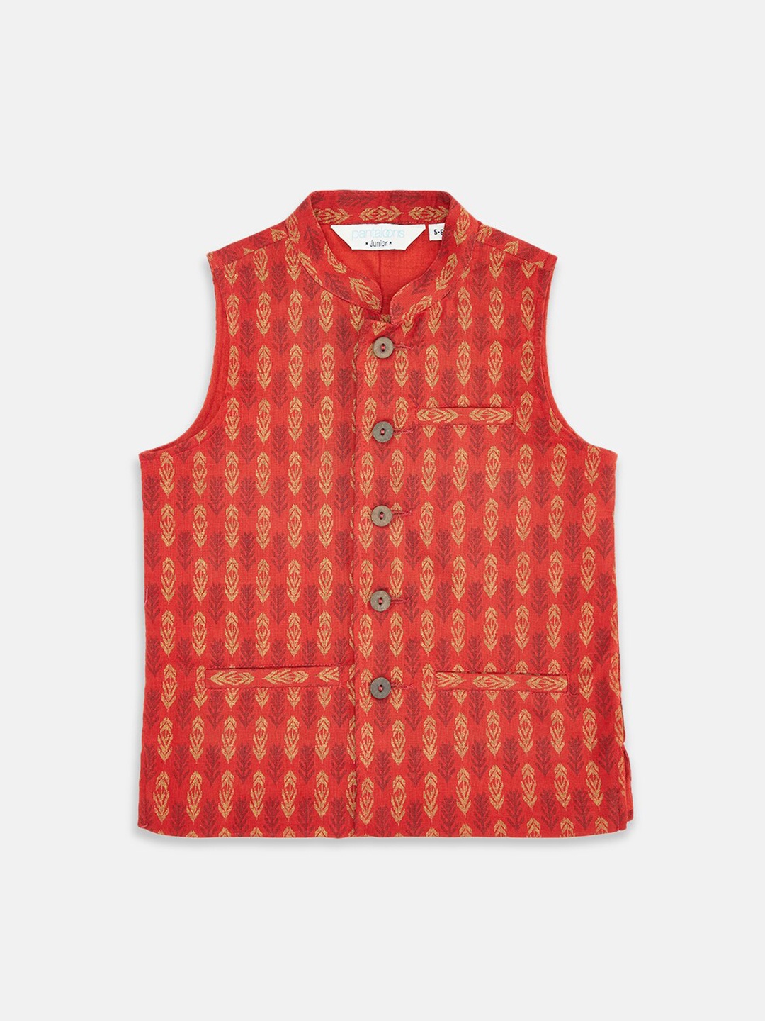 

indus route by Pantaloons Boys Rust Printed Woven Waistcoat