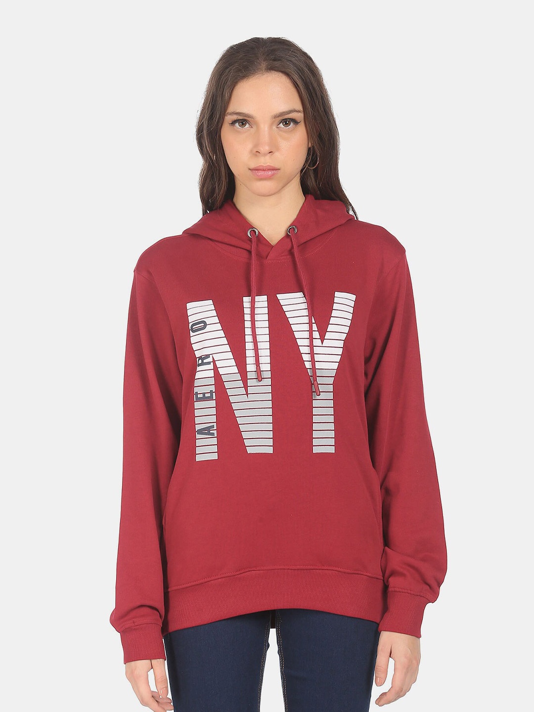 

Aeropostale Women Red Printed Sweatshirt