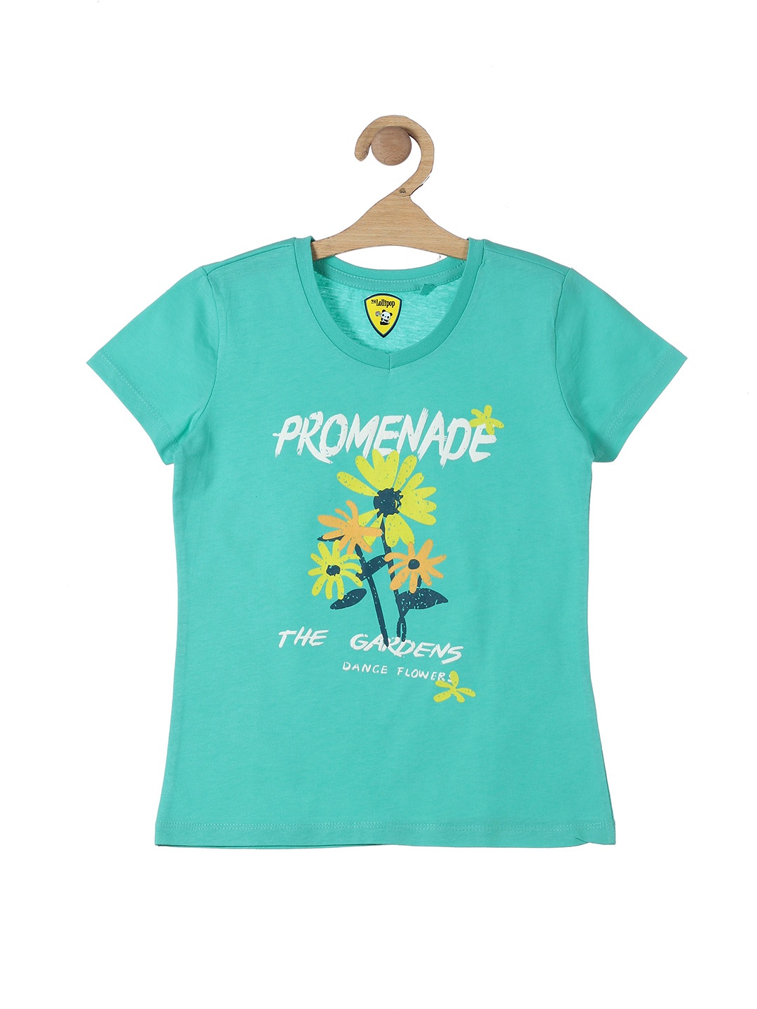 

Lil Lollipop Girls Green Solid Printed Top