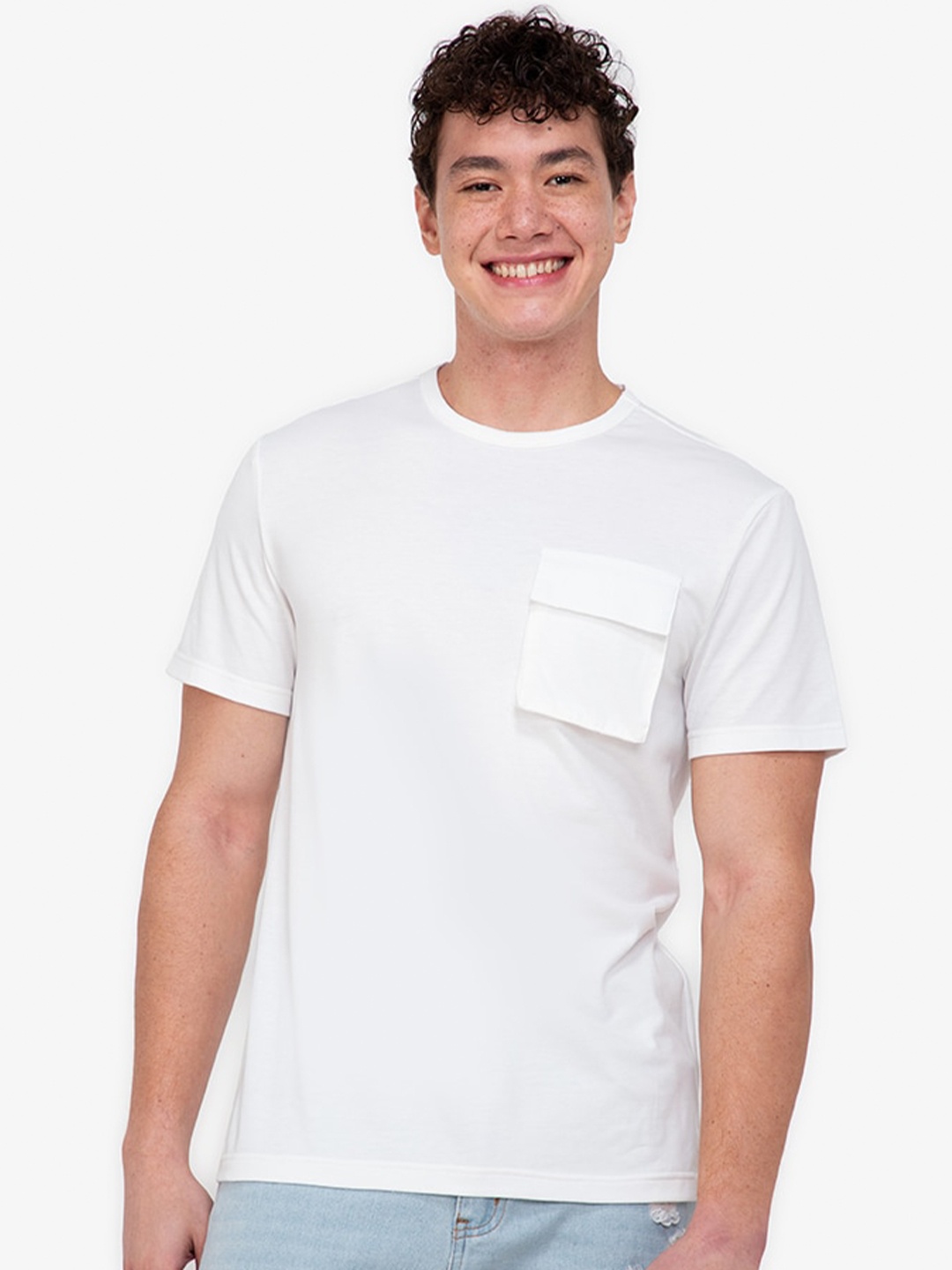 

ZALORA BASICS Men White Regular Fit T-shirt