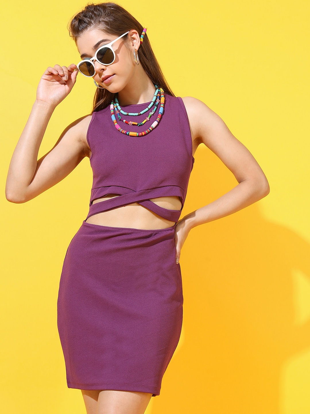 

Tokyo Talkies Women Purple Bodycon Dress