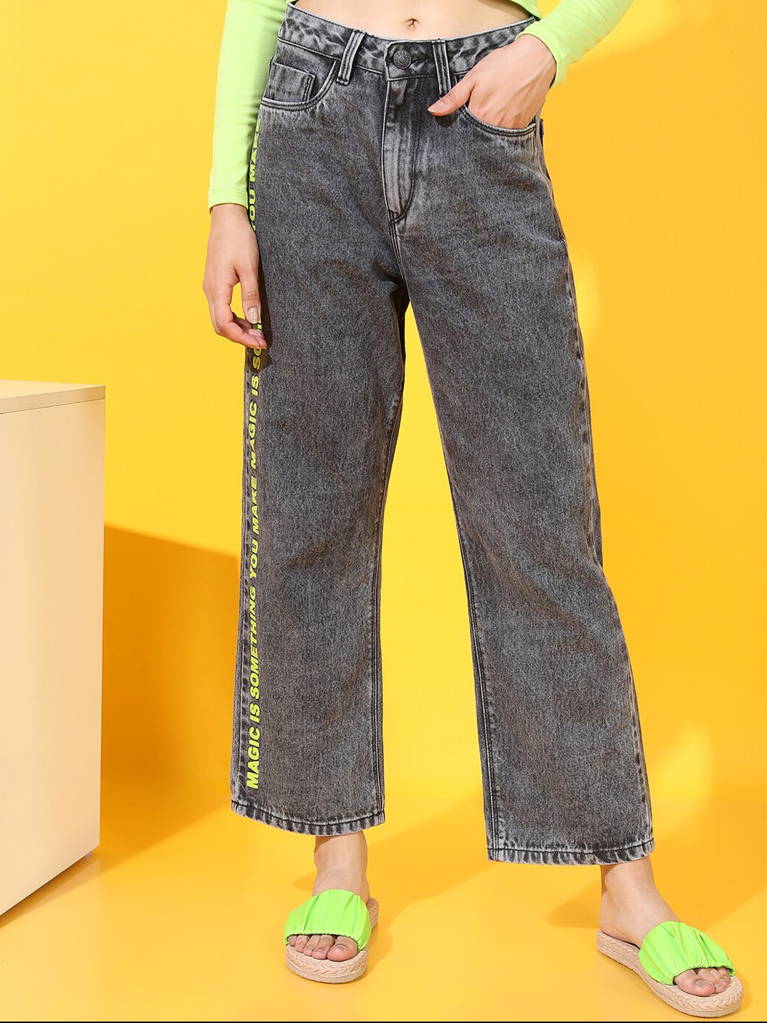 

Tokyo Talkies Women Grey Wide Leg Clean look Jeans