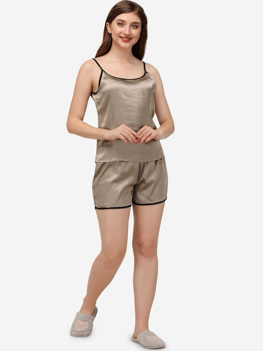 

Fbella Taupe & White Satin Night suit