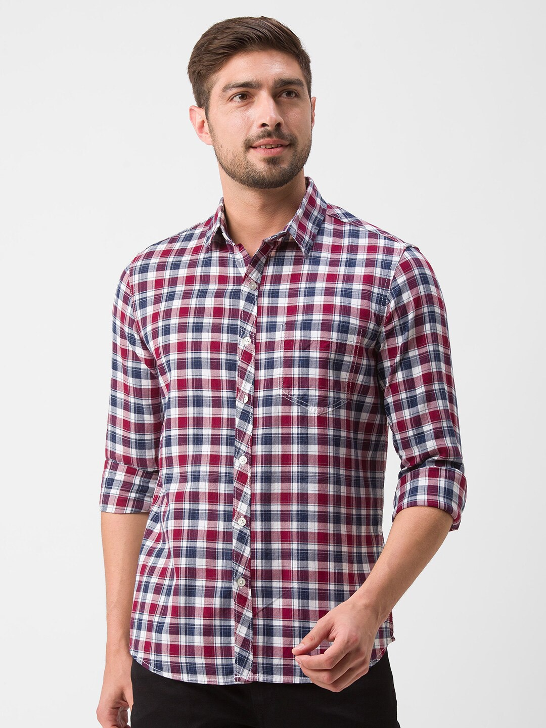 

Globus Men Red Checked Standard Fit Casual Shirt