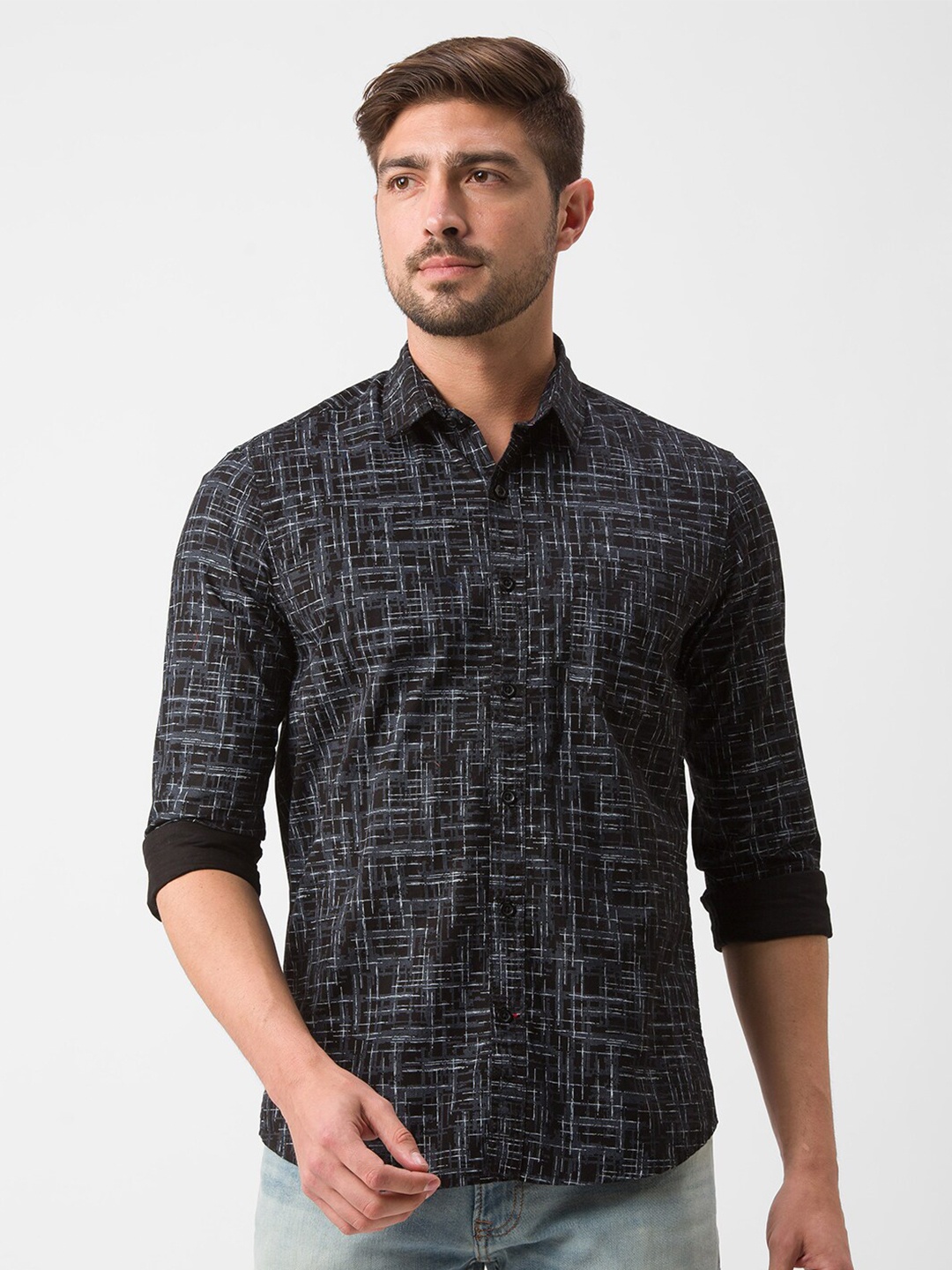 

Globus Men Black Abstract printed Standard Fit Casual Shirt