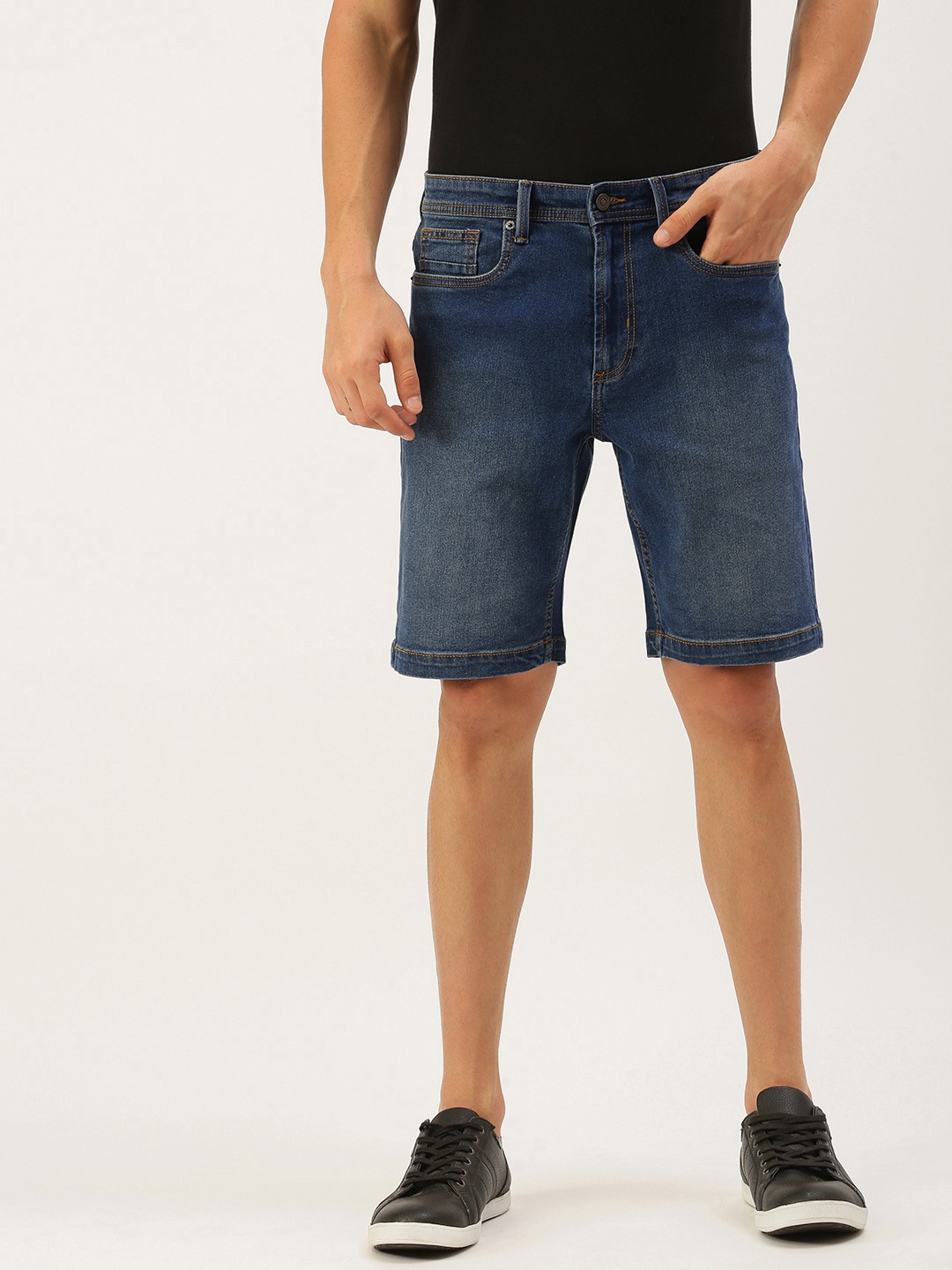 

Peter England Casuals Men Blue Slim Fit Mid-Rise Denim Shorts