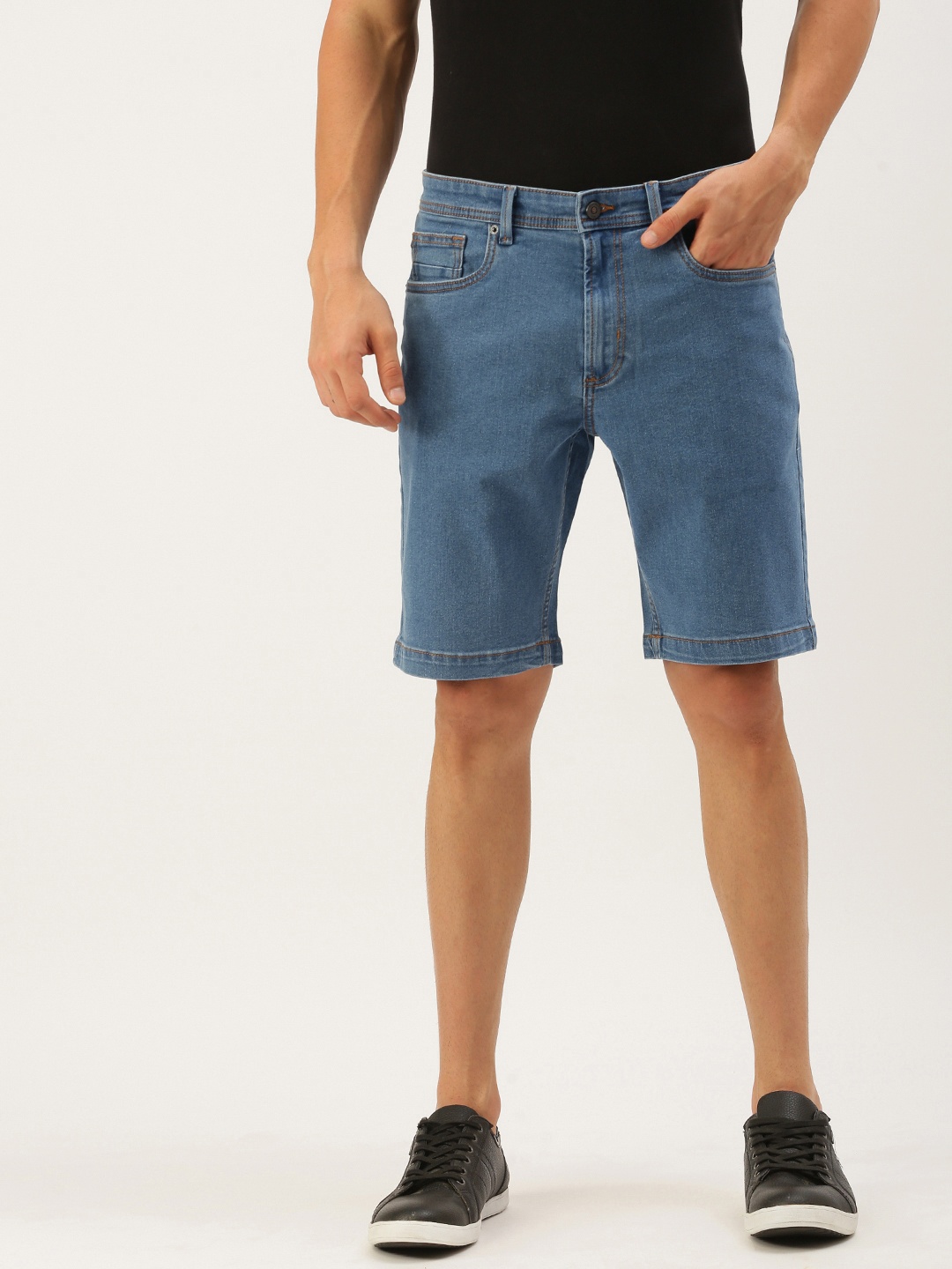 

Peter England Casuals Men Blue Slim Fit Mid-Rise Denim Shorts