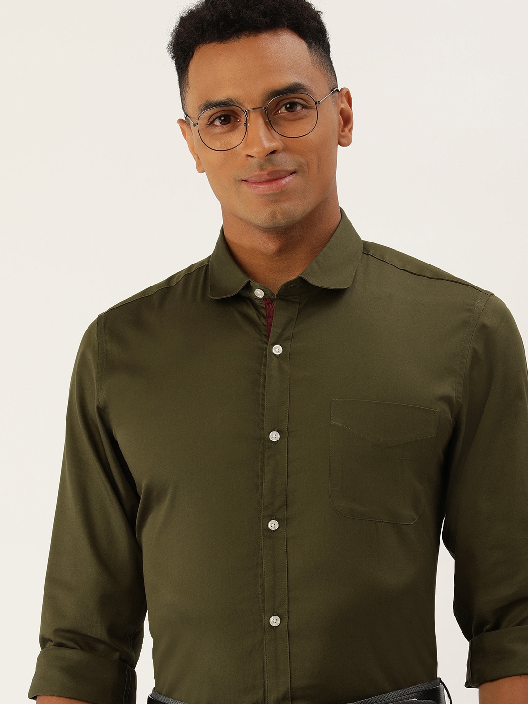 

Peter England Slim Fit Pure Cotton Formal Shirt, Olive