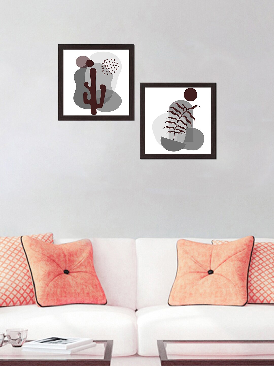 

WENS Set of 2 Grey & Black Textured Floral Painting UV Wall Art