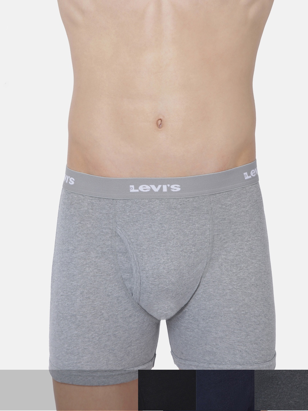 

Levis Men Solid Pack of 4 Pure Cotton Trunks, Grey melange