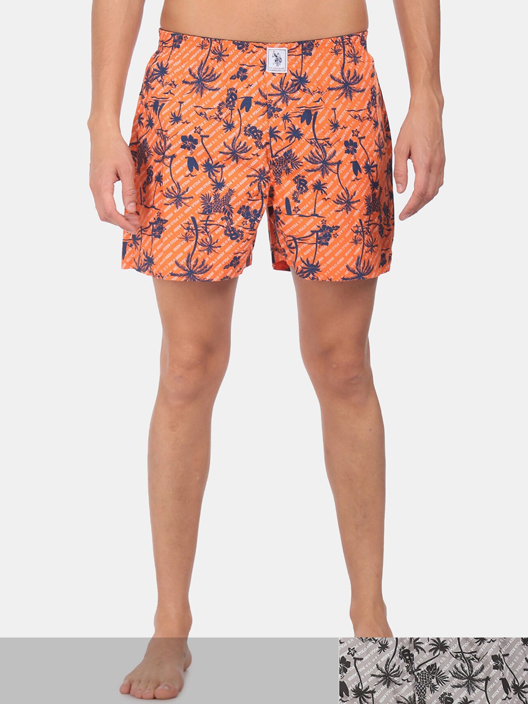 

U.S. Polo Assn. Men Pack Of 2 Printed Pure Cotton Boxers 15246452-1-15246456-1, Orange