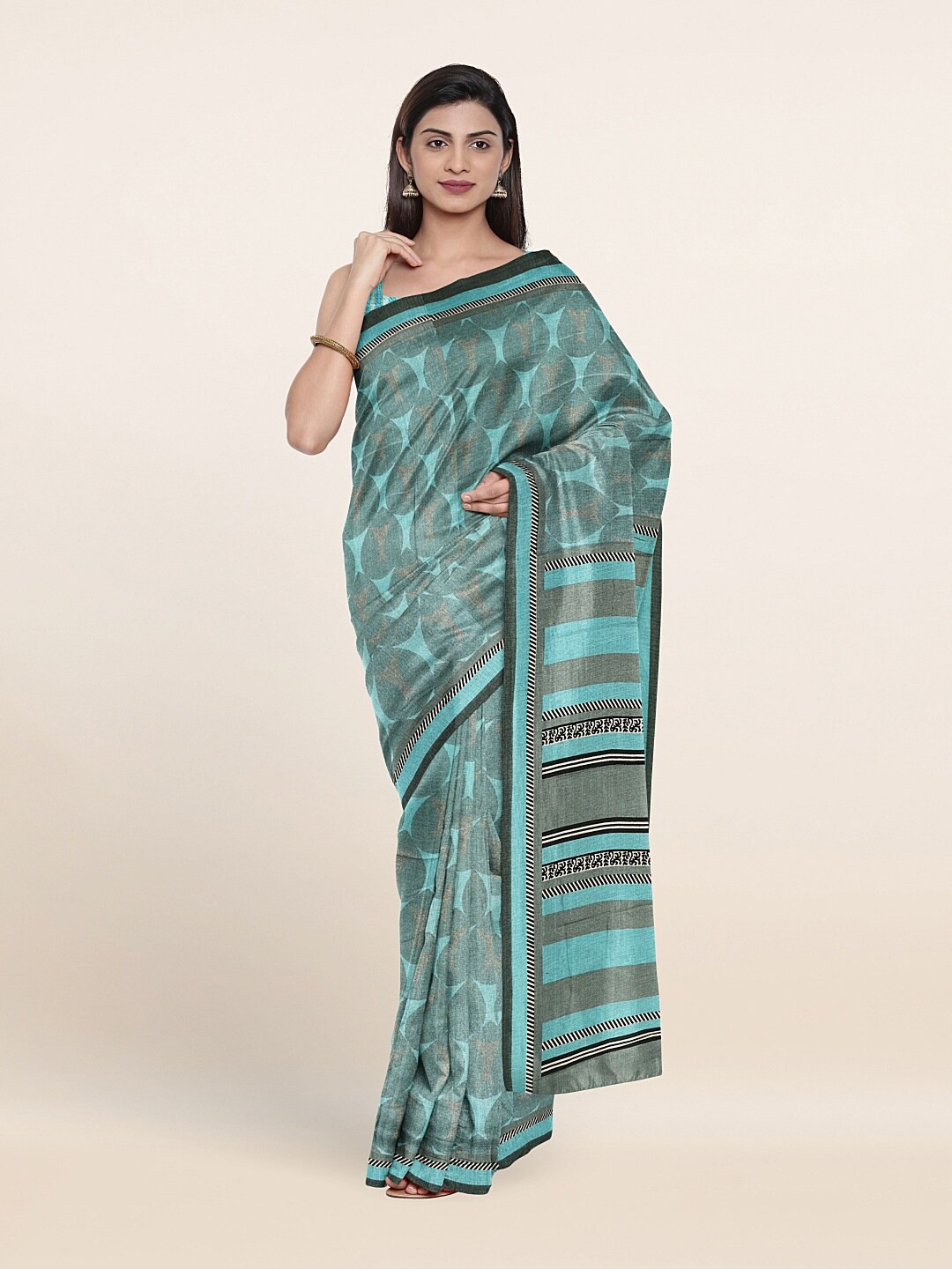 

Pothys Blue & Black Printed Saree