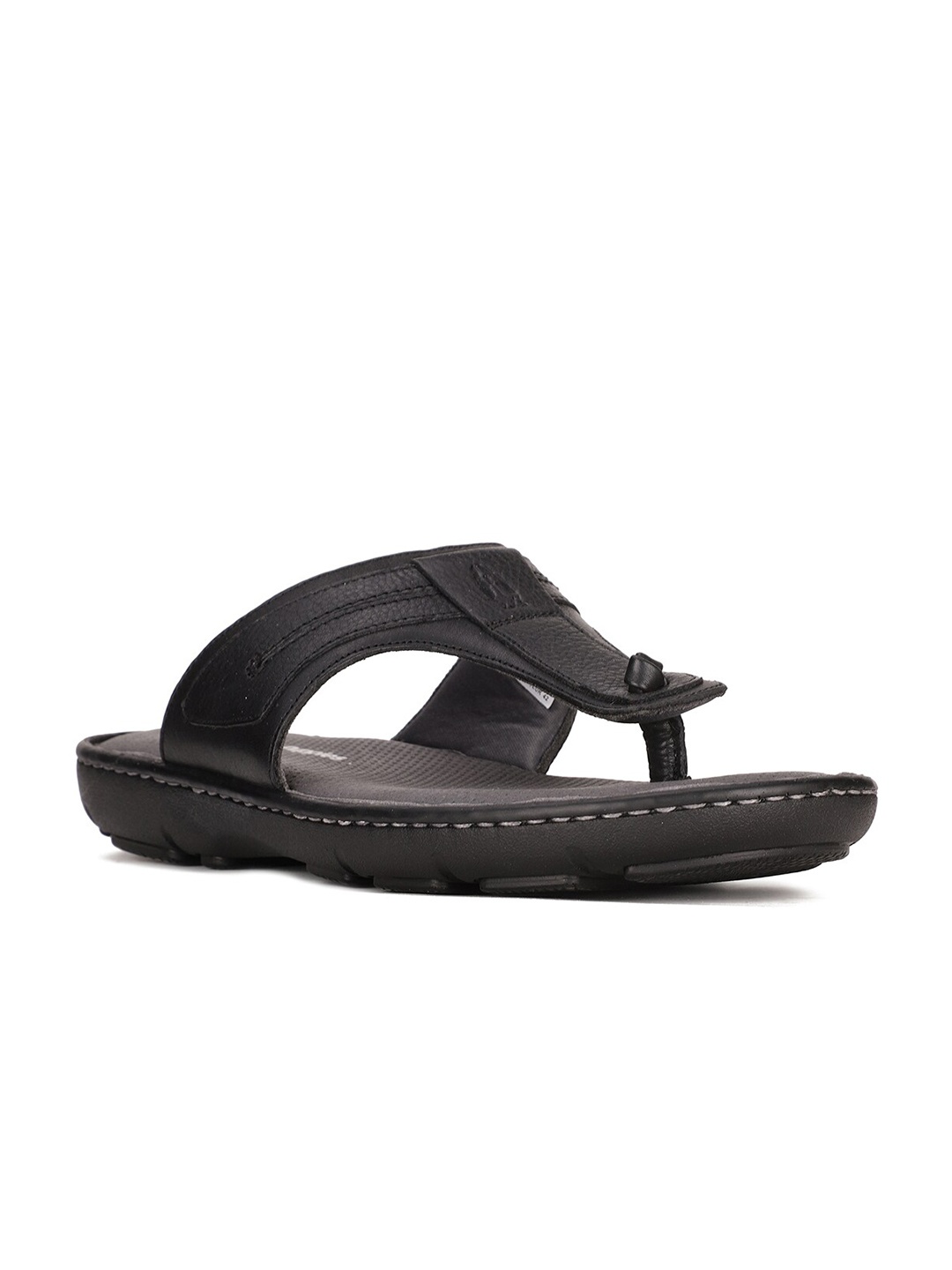 

Hush Puppies Men Black Leather Comfort Sandals