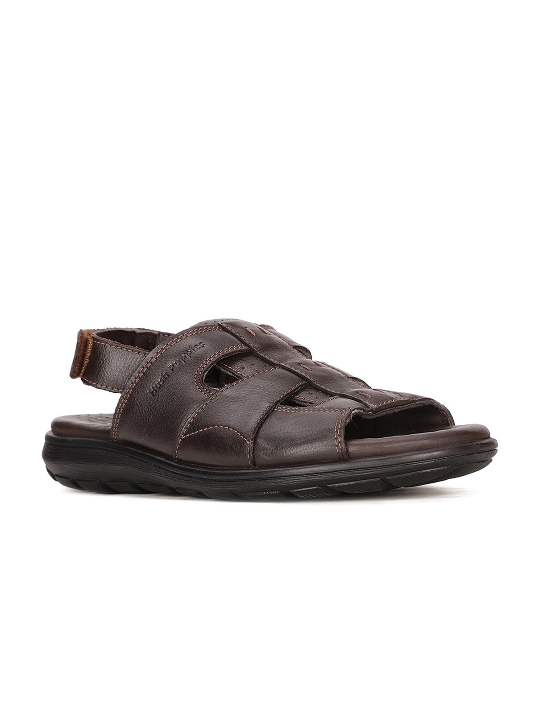 

Hush Puppies Men Brown & Black Leather Fisherman Sandals