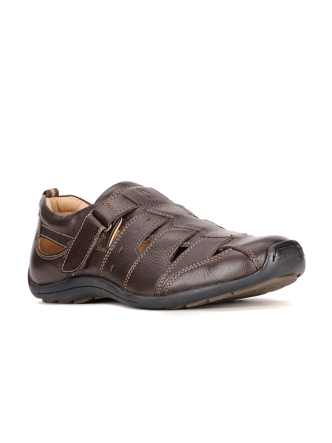 

Hush Puppies Men Brown Solid Leather Fisherman Sandals