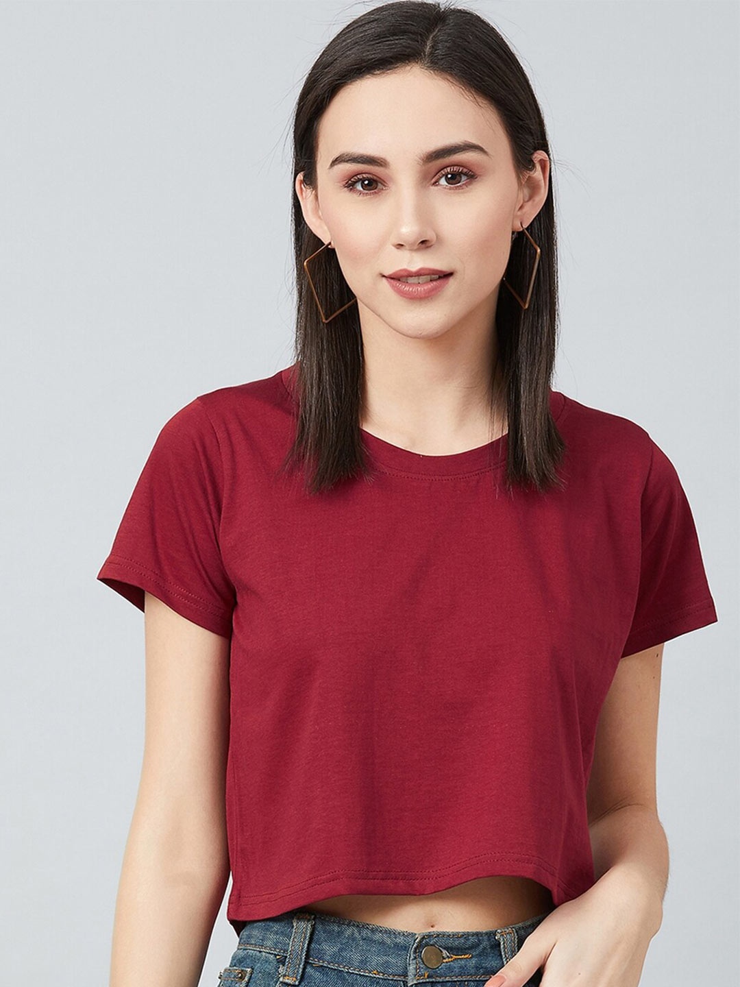 

CHIMPAAANZEE Women Maroon T-shirt
