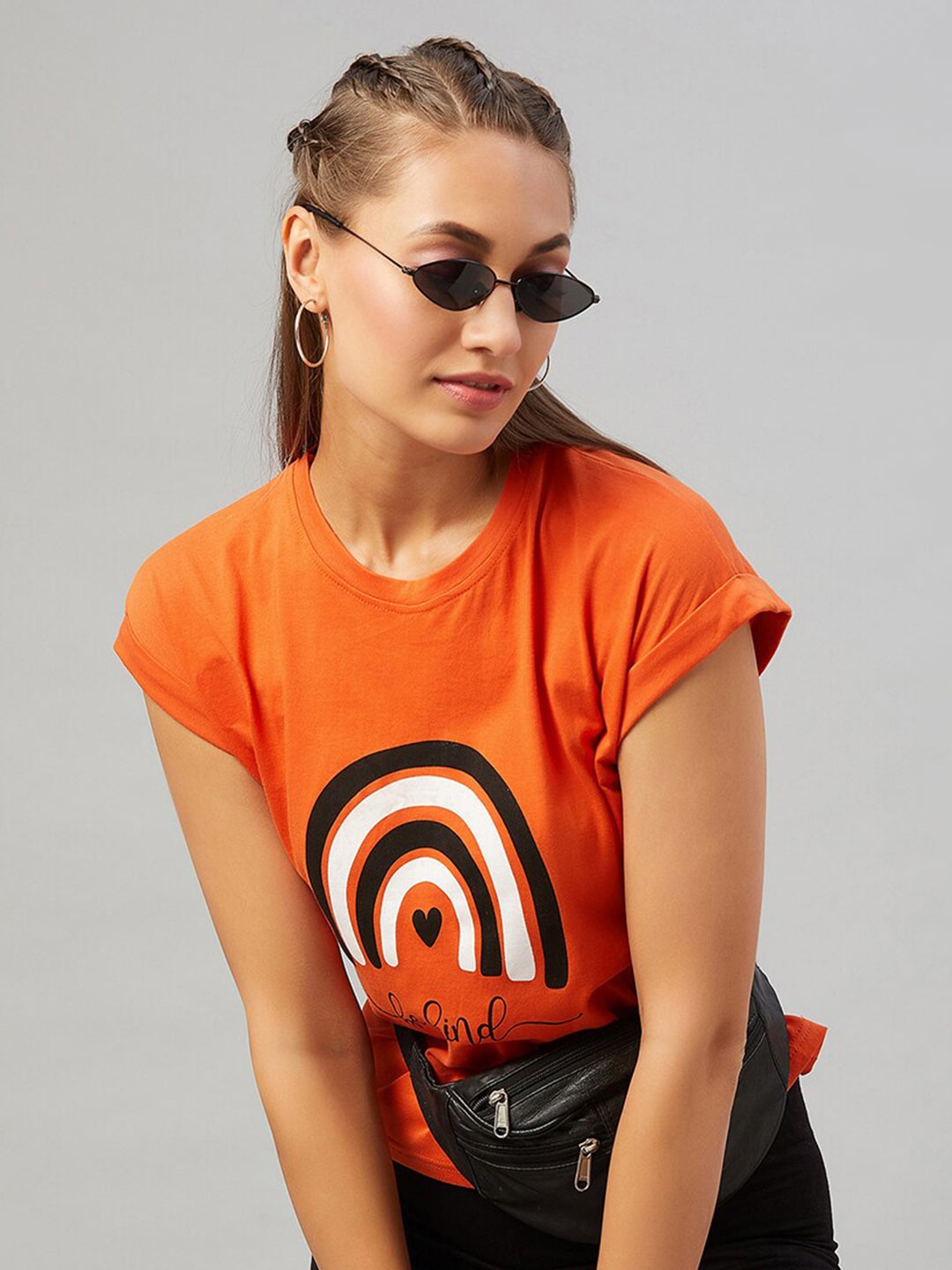

CHIMPAAANZEE Women Orange Printed T-shirt